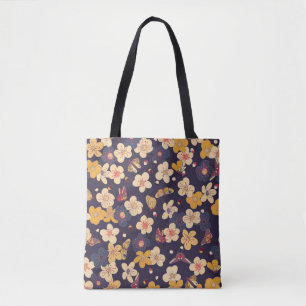 Bolsa Tote Cherry Blossom Butterfly Impressão asiático