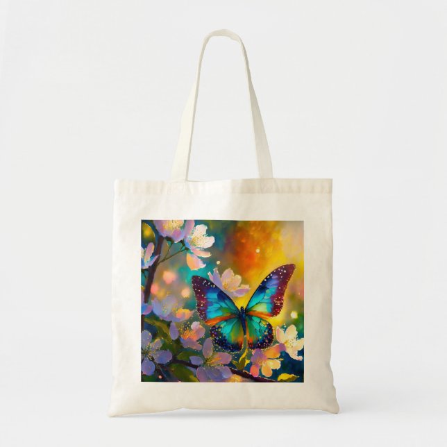 Bolsa Tote Cherry Blossom Fantasy Sunrise Borboleta (Frente)