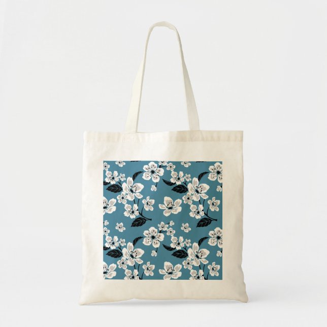 BOLSA TOTE CHERRY BLOSSOM - SAKURA (SMOKY BLUE) (Frente)