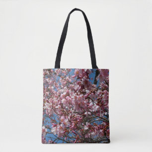 Bolsa Tote Cherry Blossoms e Blue Sky Primavera Floral
