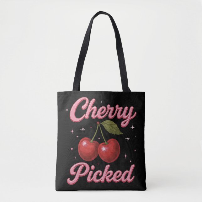 Bolsa Tote Cherry Picated Pink Sparkle Retro Glam (Frente)
