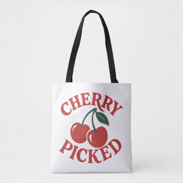 Bolsa Tote Cherry Picated Trendy Retro Fruta Graphic (Frente)