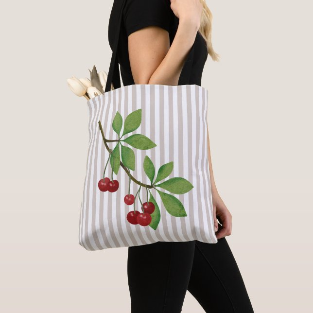 Bolsa Tote Cherry Striped (Close Up)