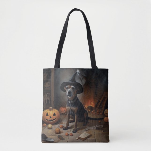 Bolsa Tote Chesapeake Bay Terrier Pumpkins Halloween Ascarado (Frente)