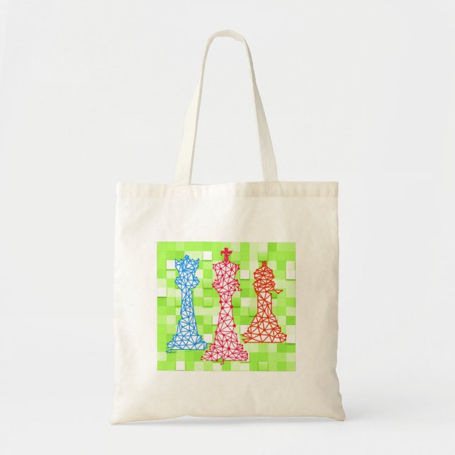 Bolsa Tote Chess Lover | Rainha King Bishop Chess (Frente)