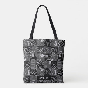 Bolsa Tote Chess Termos e peças preto e branco ID784