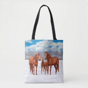 Bolsa Tote Chestnut Sorrel Quarter Hores Em Neve