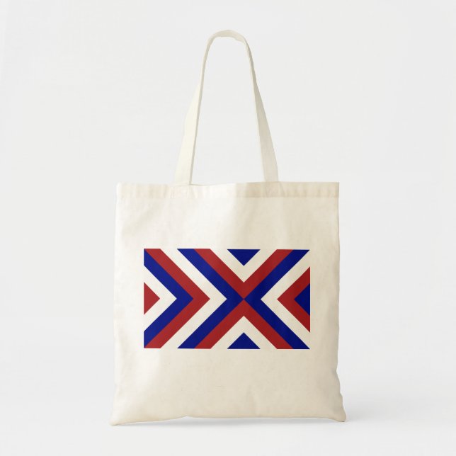 Bolsa Tote Chevron de Vermelho, Branco e Azul (Frente)