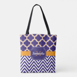 Bolsa Tote Chevron e Quatrefoil