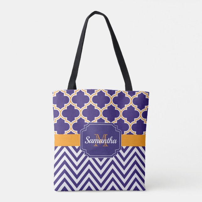 Bolsa Tote Chevron e Quatrefoil (Verso)