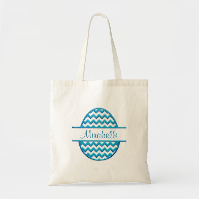 Bolsa Tote Chevron Personalizado ZigZag Easter Egg (Frente)