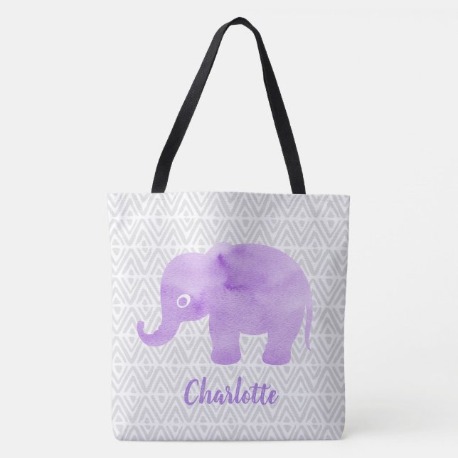 Bolsa Tote Chevron Primitivo Do Elefante De Aquarelas Shibori (Frente)