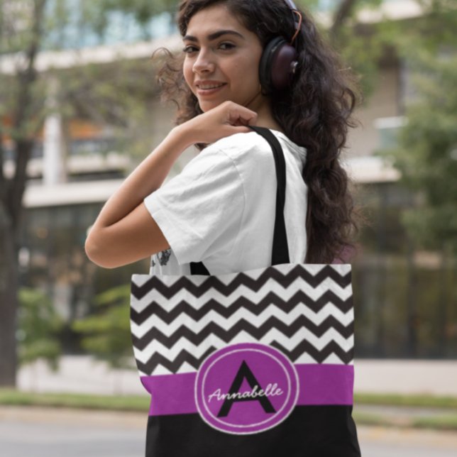Bolsa Tote Chevron Puro Negro (Criador carregado)