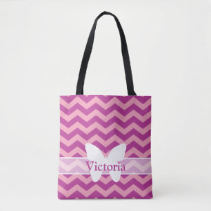 Bolsa Tote Chevrons de Orquídea Magenta com Fosco