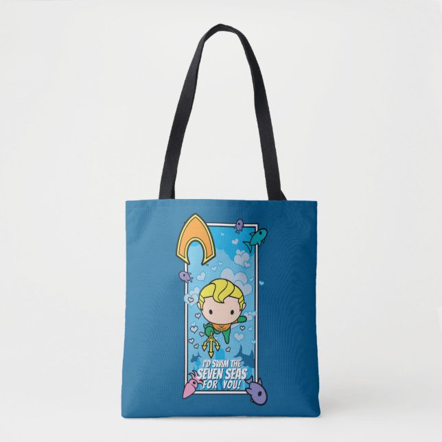 Bolsa Tote Chibi Aquaman - Vou Natação Os Sete Mares (Frente)