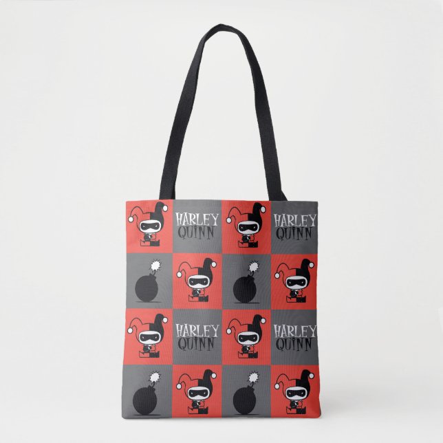 Bolsa Tote Chibi Harley Quinn Checker Patterno (Frente)