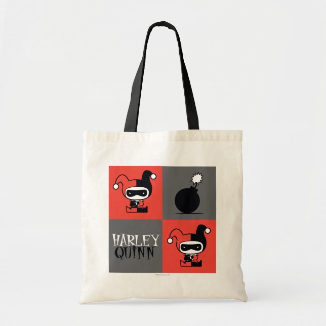 Bolsa Tote Chibi Harley Quinn Checker Patterno (Frente)