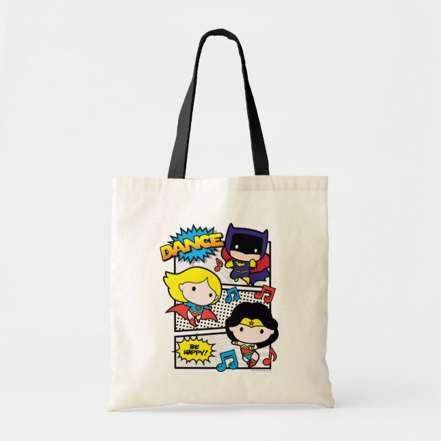 Bolsa Tote Chibi Heroes Dançando (Frente)
