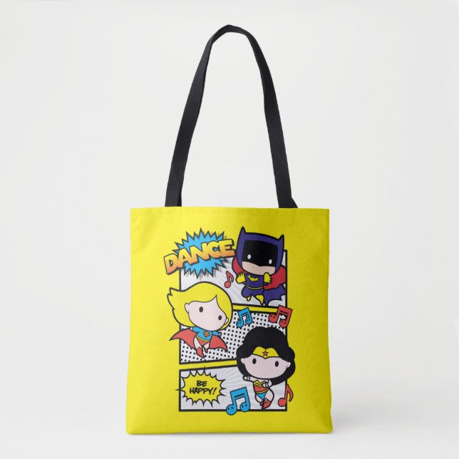 Bolsa Tote Chibi Heroes Dançando (Frente)