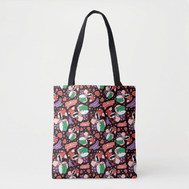 Bolsa Tote Chibi Joker e Harley Heart Pattern (Frente)