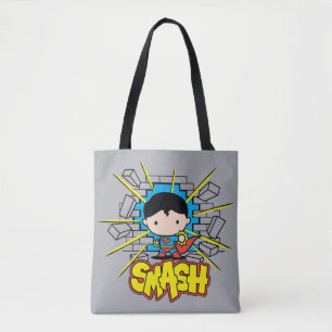 Bolsa Tote Chibi Super-Homem Esmagando Pela Parede De Brick