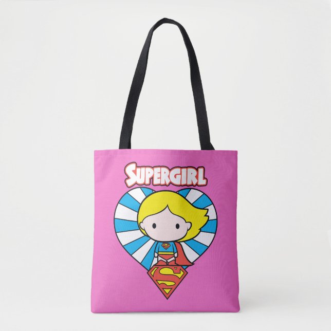 Bolsa Tote Chibi Supergirl Starburst Heart and Logo (Frente)