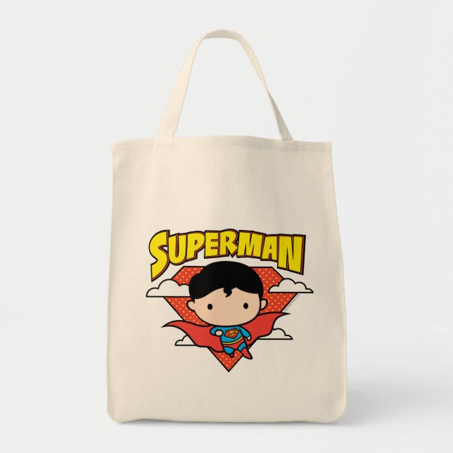 Bolsa Tote Chibi Superman Bolinhas Shield e Nome (Frente)