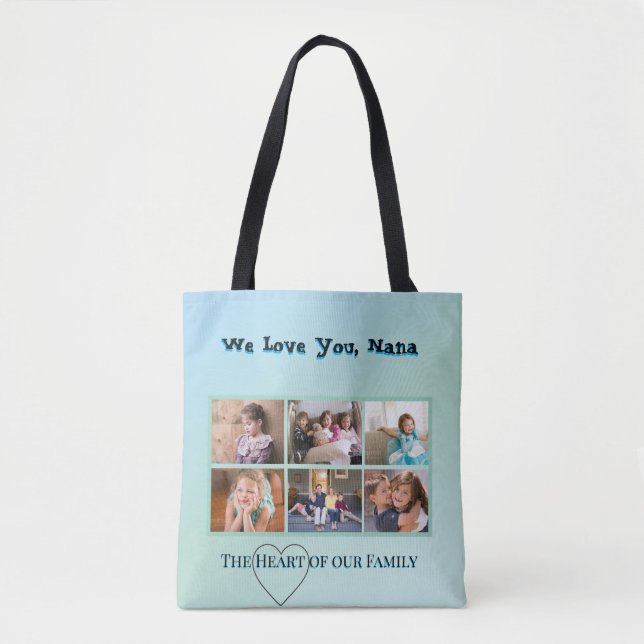 Bolsa Tote Chic Aqua Nana 6-Photo Family (Frente)