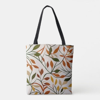 Bolsa Tote Chic boho line art outono deixa vetor abstrato