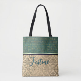 Bolsa Tote Chic Damask Egiptian Hieroglyphs