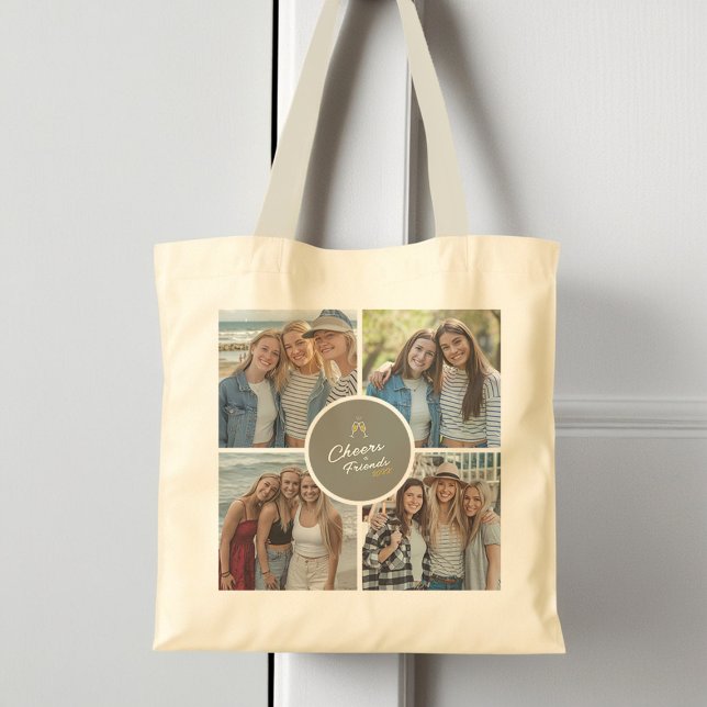 Bolsa Tote Chic Elegante de Colagem de Fotos Personalizada Mo (Criador carregado)