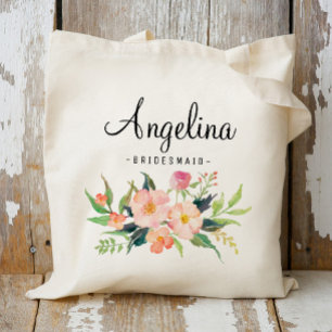 Bolsa Tote Chic Floral Bridesmaid Personalizado-3