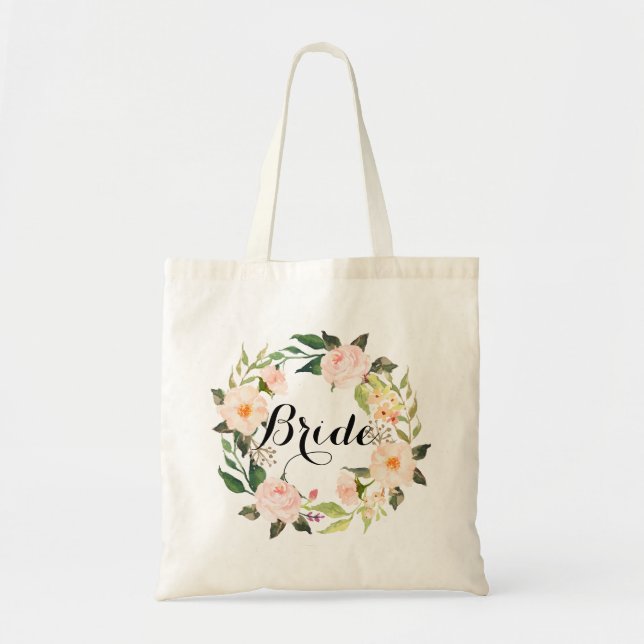 Bolsa Tote Chic Floral Wreath Bride-2 (Frente)