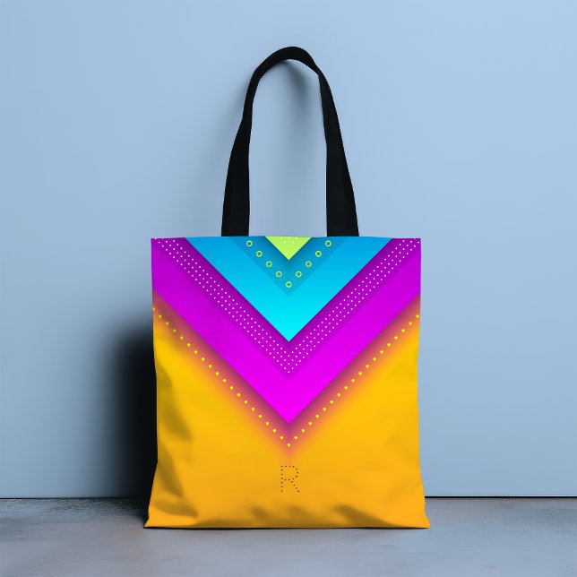 Bolsa Tote Chic Geométrico de Monograma Moderno (Criador carregado)