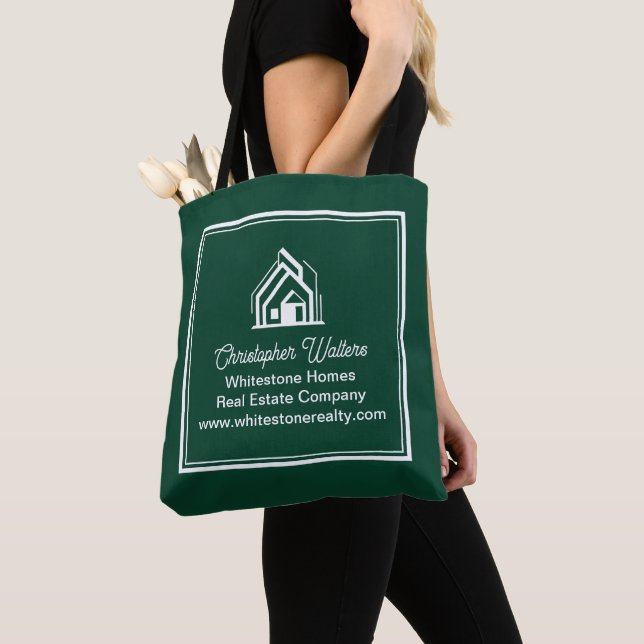 Bolsa Tote Chic Green Real Estate Company Customized Realtor (Close Up)