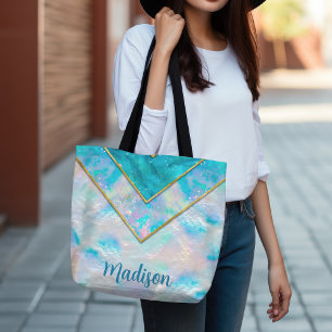 Bolsa Tote Chic holographic na moda azul