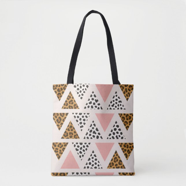 Bolsa Tote Chic Leopard & Pink Triangle Pattern (Frente)