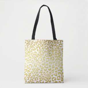 Bolsa Tote Chic Modern Dourado Leopardo Branco Jaguar Cheetah