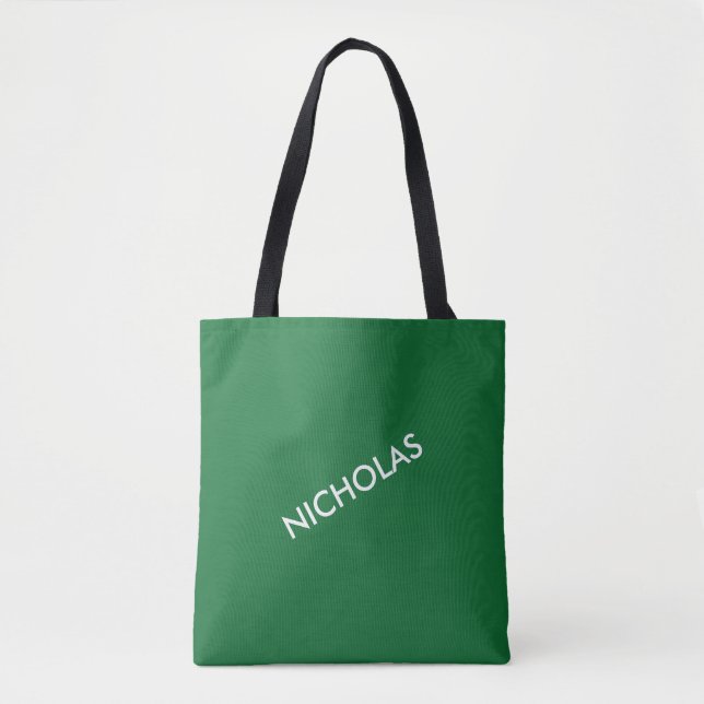 Bolsa Tote Chic Moderno Você O Nomeia Verde Personalizado (Frente)