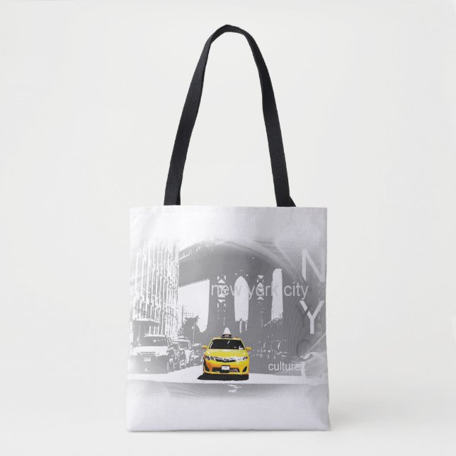 Bolsa Tote Chic Nova Iorque Nyc Brooklyn Bridge Yellow Taxi (Frente)