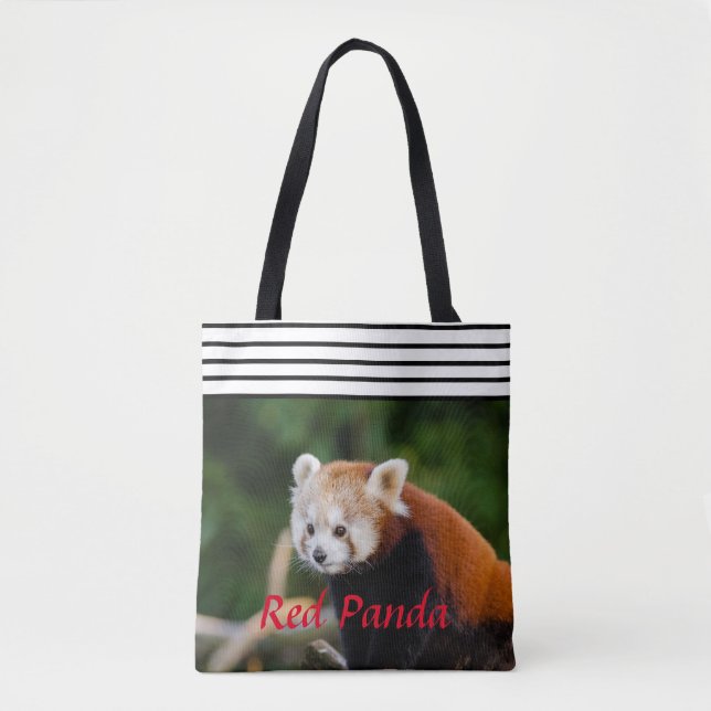 Bolsa Tote Chic Panda Vermelho Listrado (Frente)