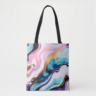 Bolsa Tote Chic Pastel cor-de-rosa, azul roxa, dourado Faux M