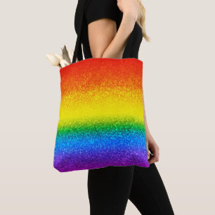 Bolsa Tote Chic Rainbow Glitter Strike Monograma Nome