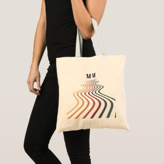 Bolsa Tote Chic Retro Anos 70 Rosa Pôr do Sol Monograma Nome
