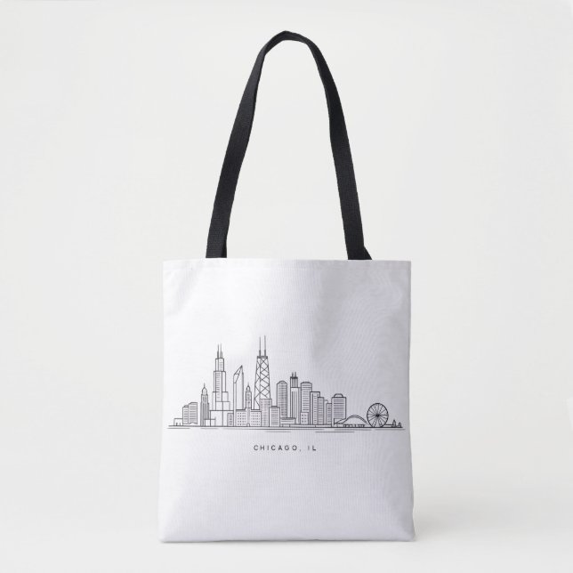 Bolsa Tote Chicago IL Cityscape Illustration (Frente)
