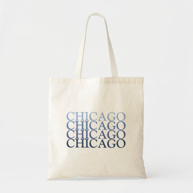 Bolsa Tote Chicago Illinois, Blue e Light Blue Tote Bag (Frente)