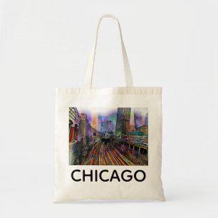 Bolsa Tote Chicago Illinois Colorful Abstrato City