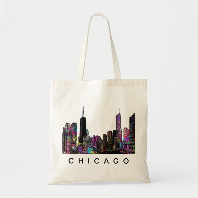 Bolsa Tote Chicago, Illinois em grafite (Frente)