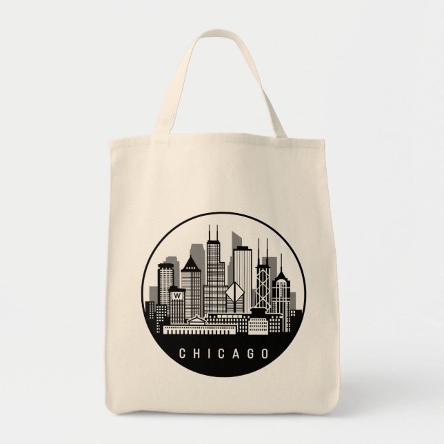 Bolsa Tote Chicago Illinois Skyline (Frente)
