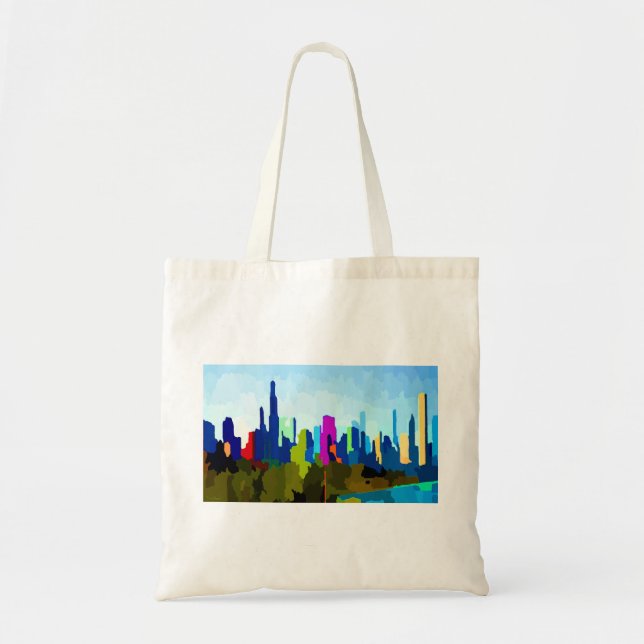Bolsa Tote Chicago Illinois Skyline por Jon Baran (Frente)